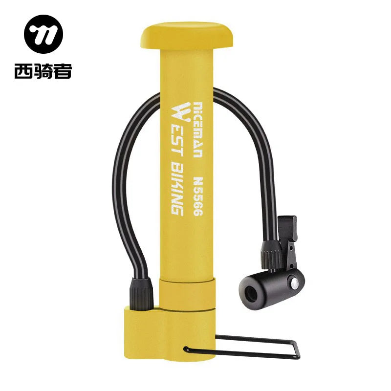 WEST BIKING 80 PSI Manual Bike Pump | Schrader Valve Floor Pump Manual Bike Pump Axl Yellow
