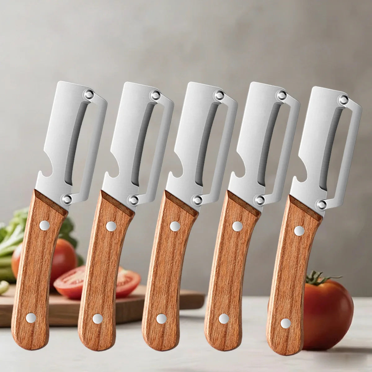 Stainless Steel Vegetable Peeler with Wooden Handle Vegetable Peeler Axl 5pcs-A