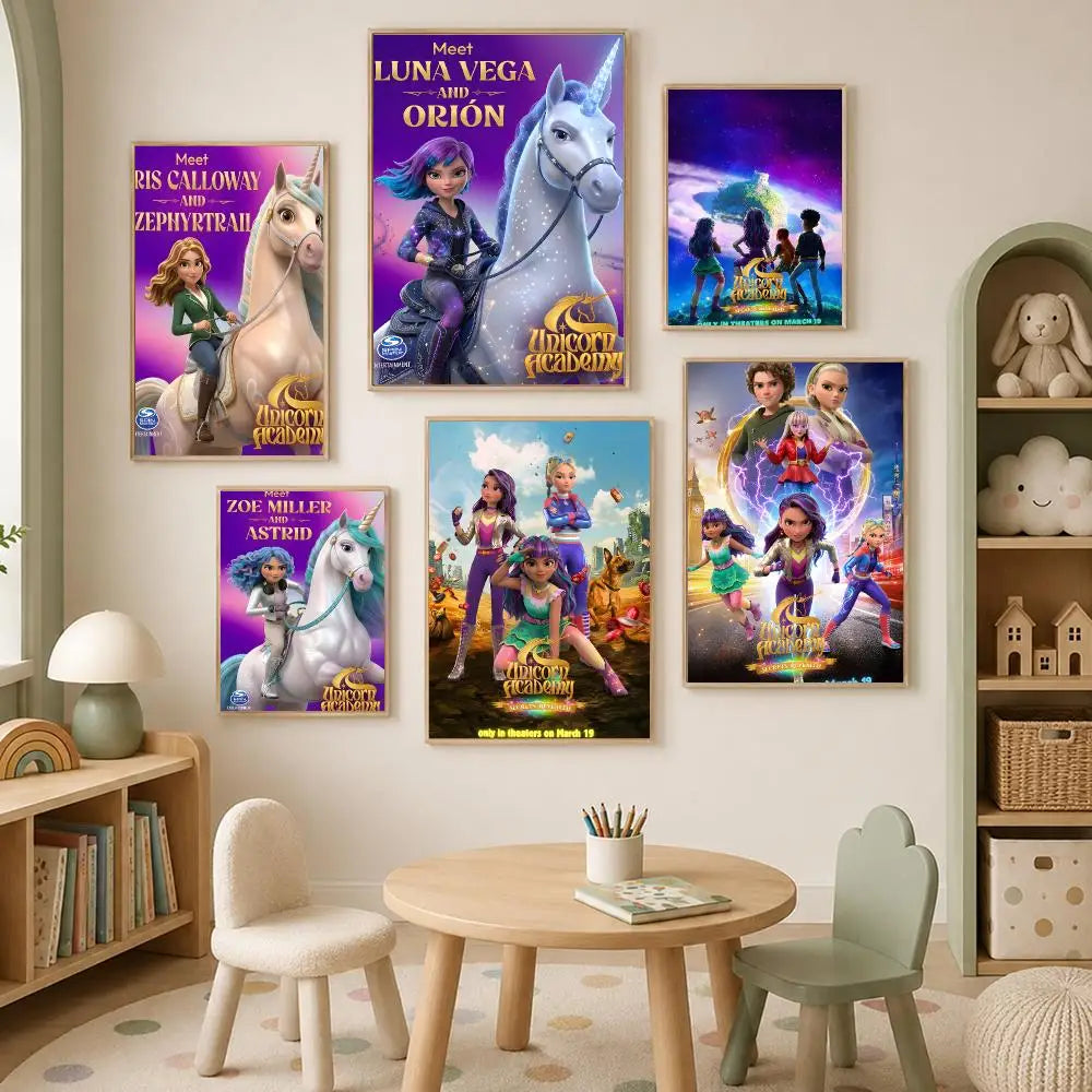 Unicorn Academy Self-Stick Wall Poster – Waterproof HD Decor Wall Art Poster Axl