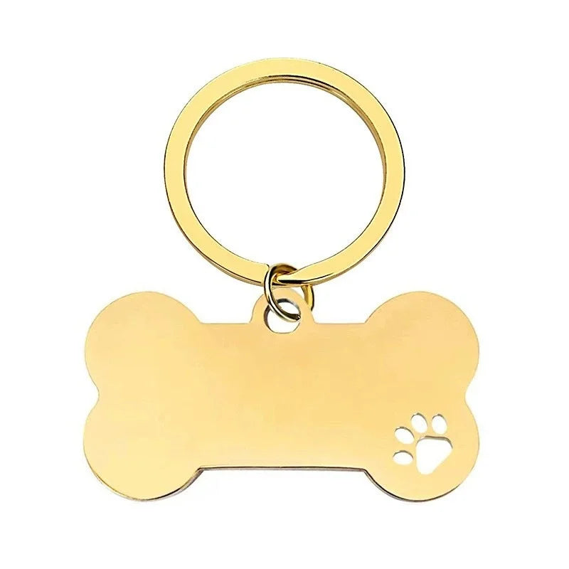 Personalized Bone-Style Stainless Steel Dog Name Tag | Pet ID Pet ID Tag Axl Gold