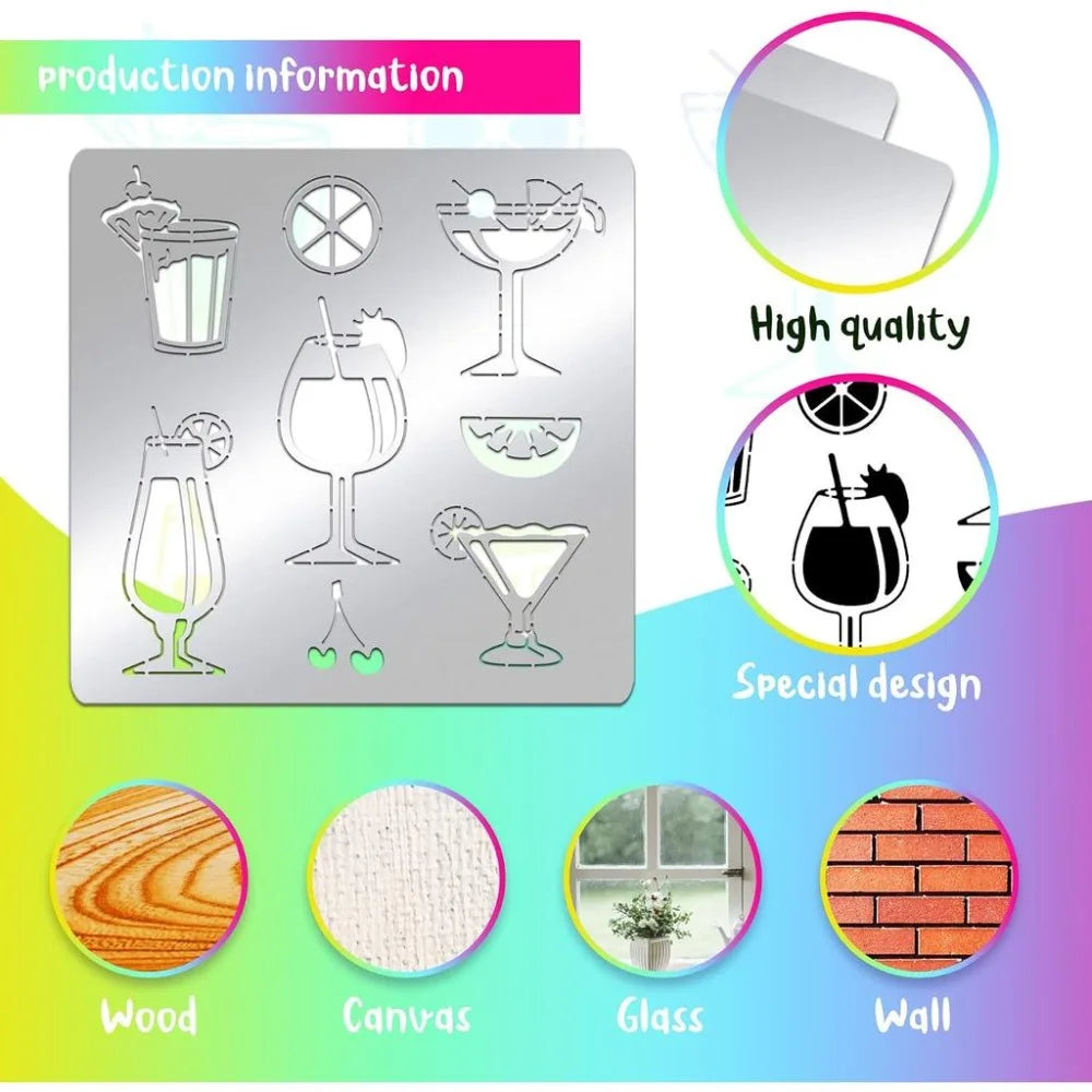 Stainless Steel Cocktail Stencils – Summer Drink & Lemon Templates Craft Stencil Template Axl