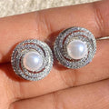 Huitan Pearl & Cubic Zirconia Stud Earrings for Women Stud Earrings Axl E5218