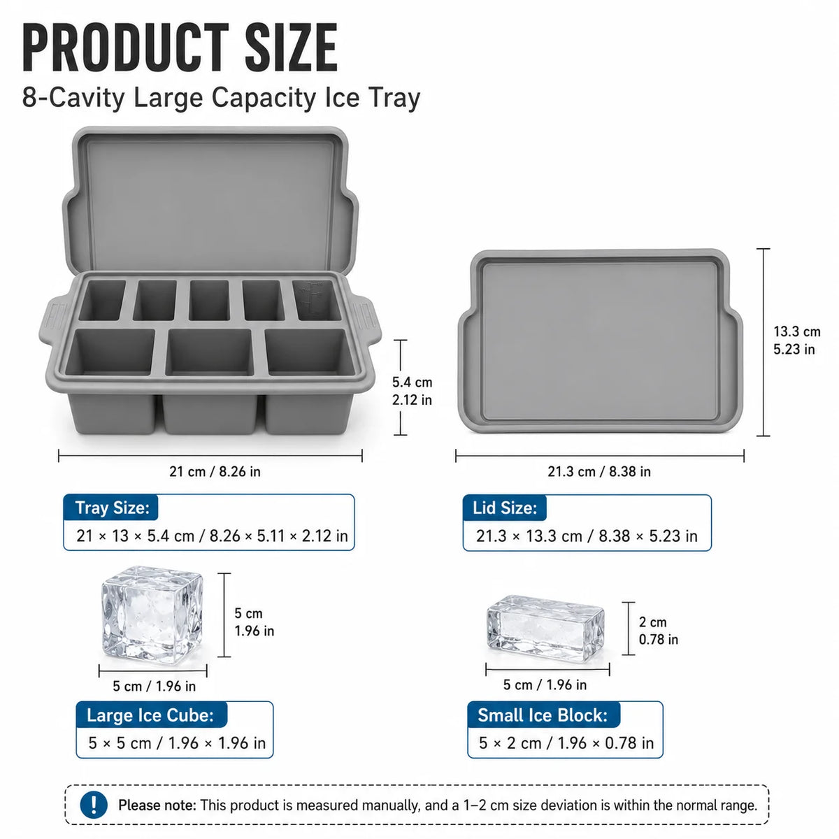 Silicone Ice Cube Tray with Metal Frame & Lid | 8 Large Cubes Silicone Ice Cube Tray Axl