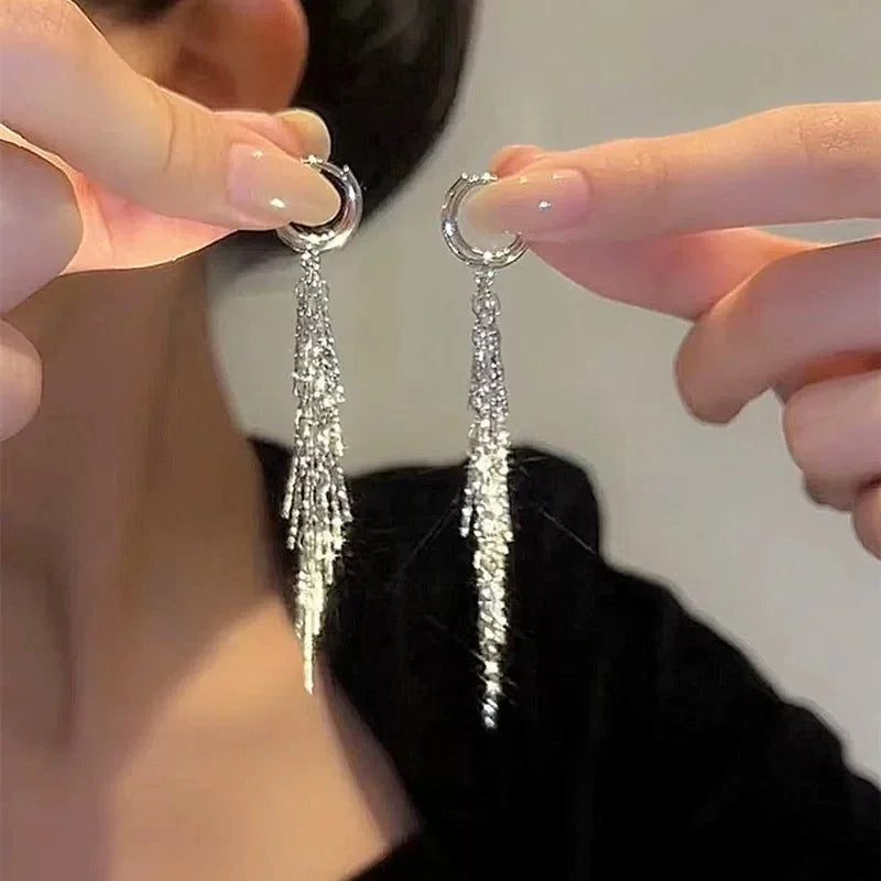 Metal Long Tassel Drop Earrings for Women – Dangle Jewelry Tassel Drop Earrings Axl