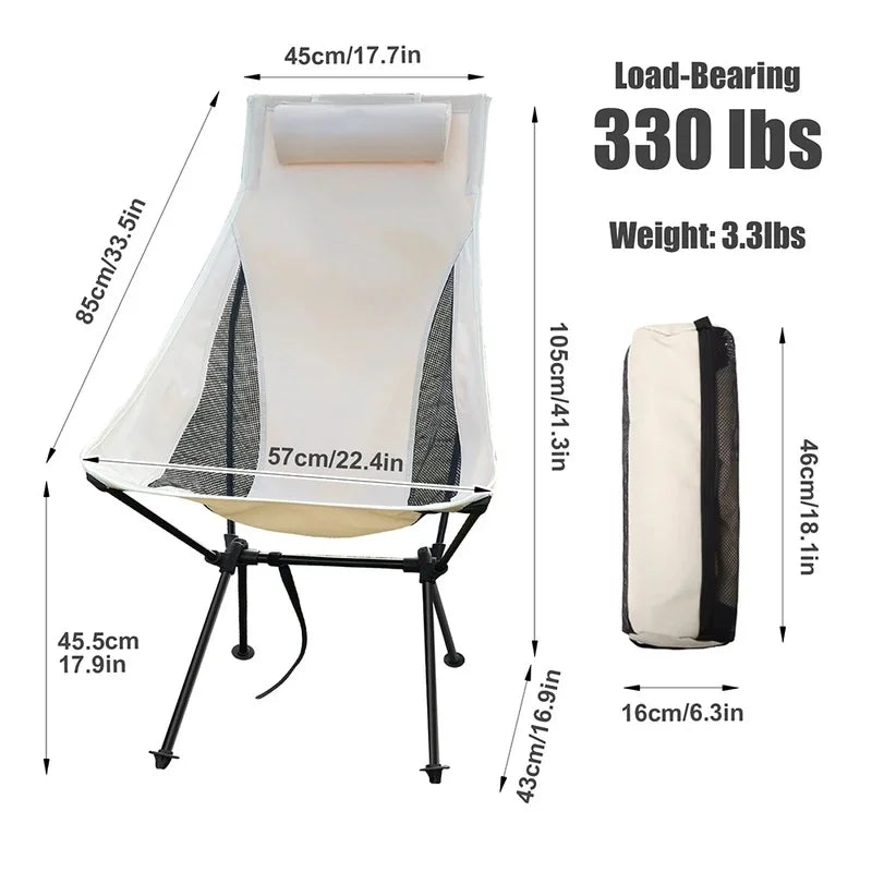 Westtune Folding Camping Chair with Headrest | Aluminum Frame Folding Camping Chair Axl