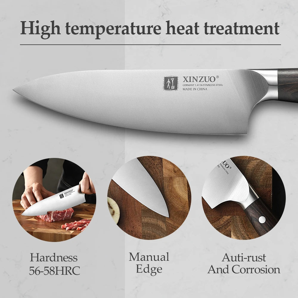 XINZUO 6.5" German DIN 1.4116 Steel Chef Knife | Ebony Handle Chef Knife Axl