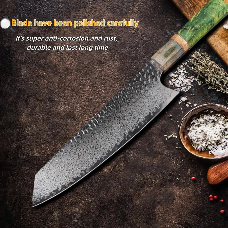 8-Inch 67-Layer VG10 Damascus Chef Knife – Wood Handle Damascus Chef Knife Axl