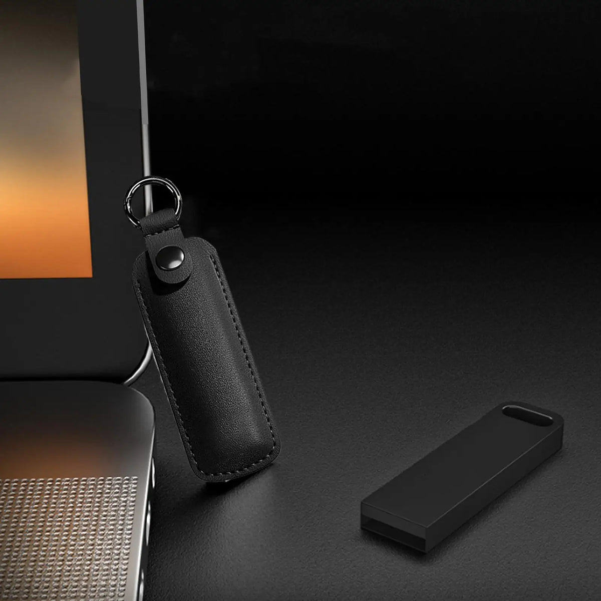 PU Leather USB Flash Drive Case | Key Ring Holder & Pouch Flash Drive Case Axl