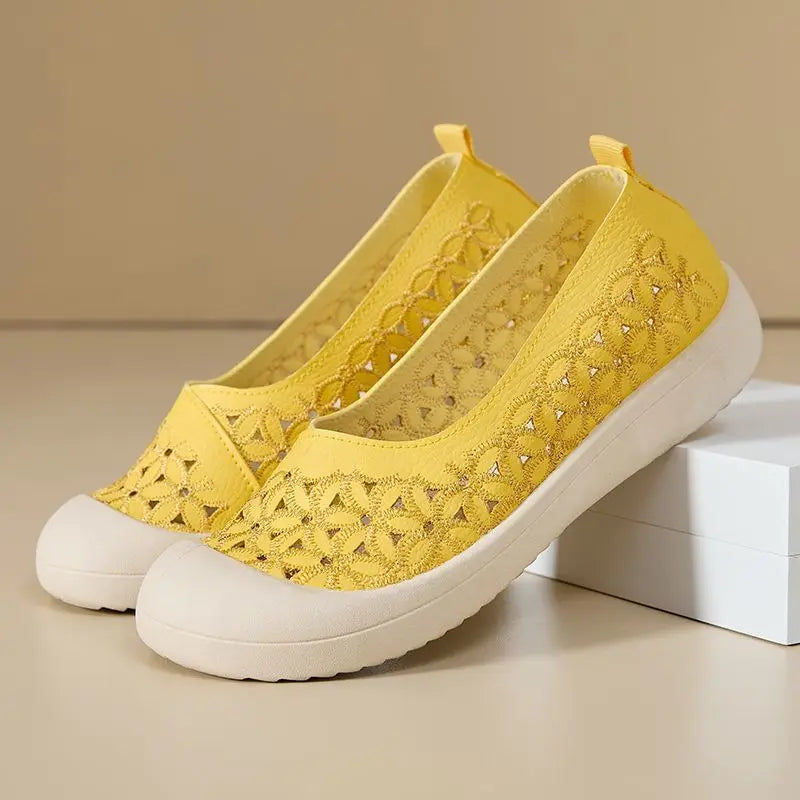 Women's Embroidery Floral Flat Sandals – Breathable Summer Shoes Women's Flat Sandals Axl
