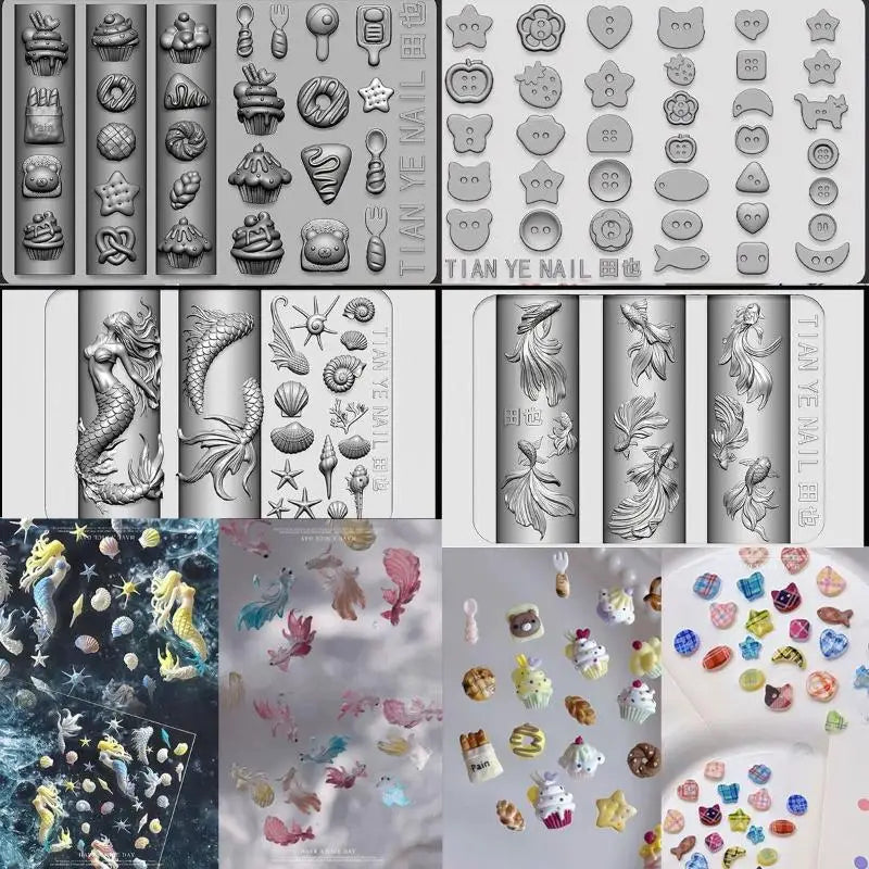 3D Silicone Nail Art Mold – Ocean Mermaid, Koi & Goldfish Nail Art Mold Axl