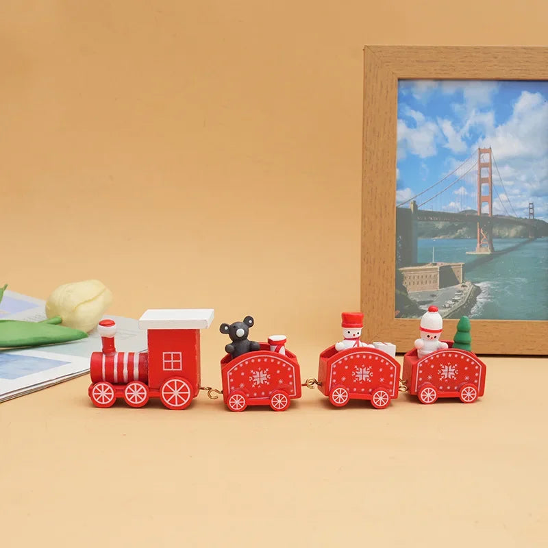 Christmas Wooden Mini Train Ornament Set – 3-Piece Décor Christmas Train Ornament Axl 184R