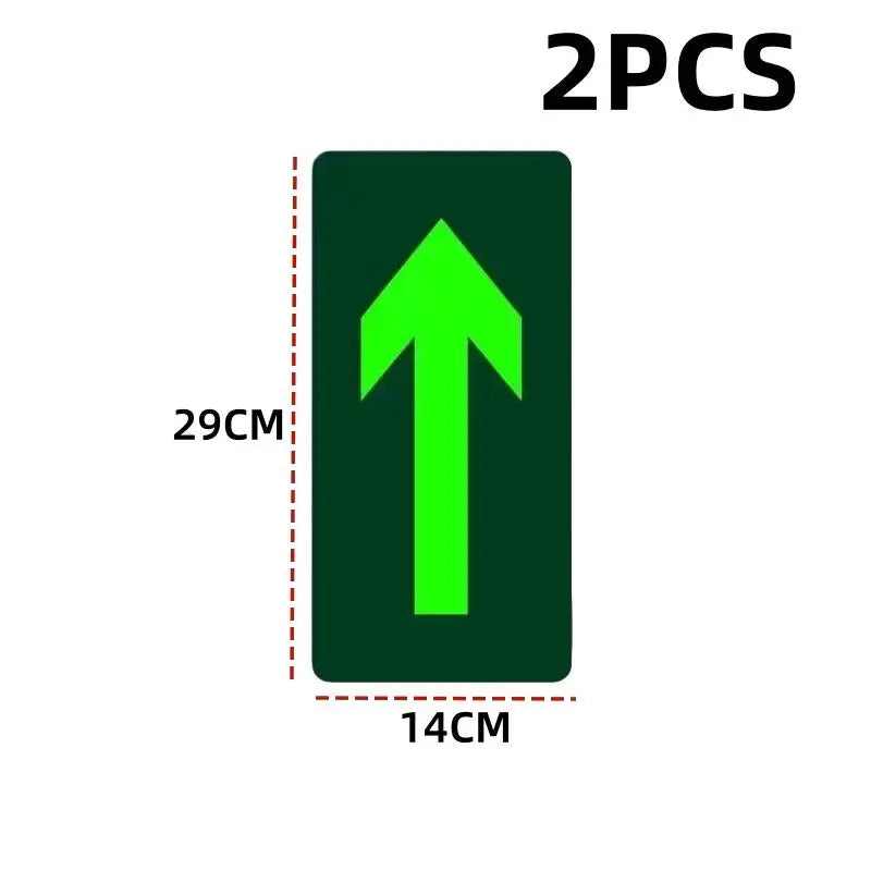 Glow in the Dark Exit Floor Stickers – Evacuation Signs 2/6 Pack Safety Floor Stickers Axl straight arrow 2pcs