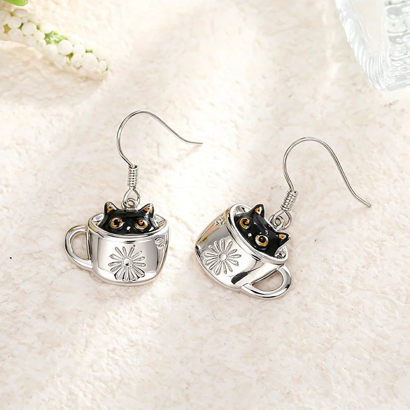 Huitan Black Cat Drop Earrings – Trendy Women's Fashion Jewelry Drop Earrings Axl