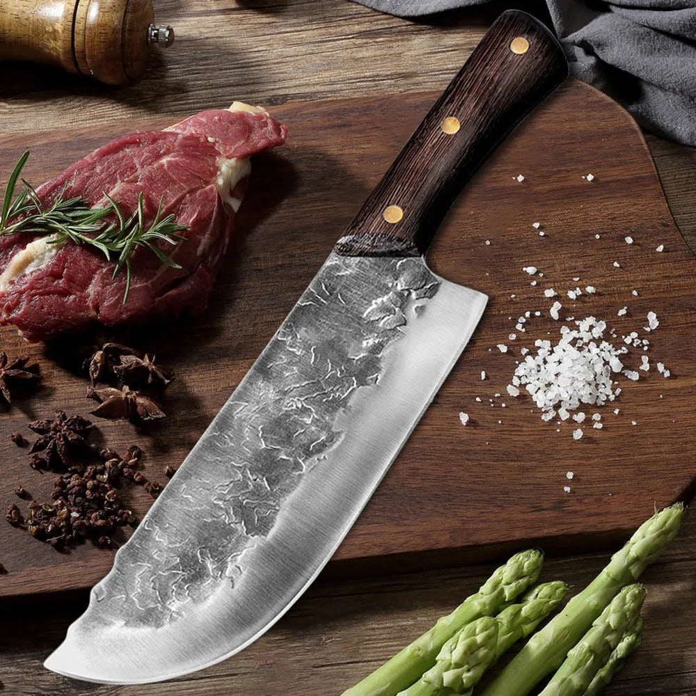 8-Inch Handmade Forged Chinese Chef Cleaver | 5Cr15 Steel Kitchen Cleaver Knife Axl