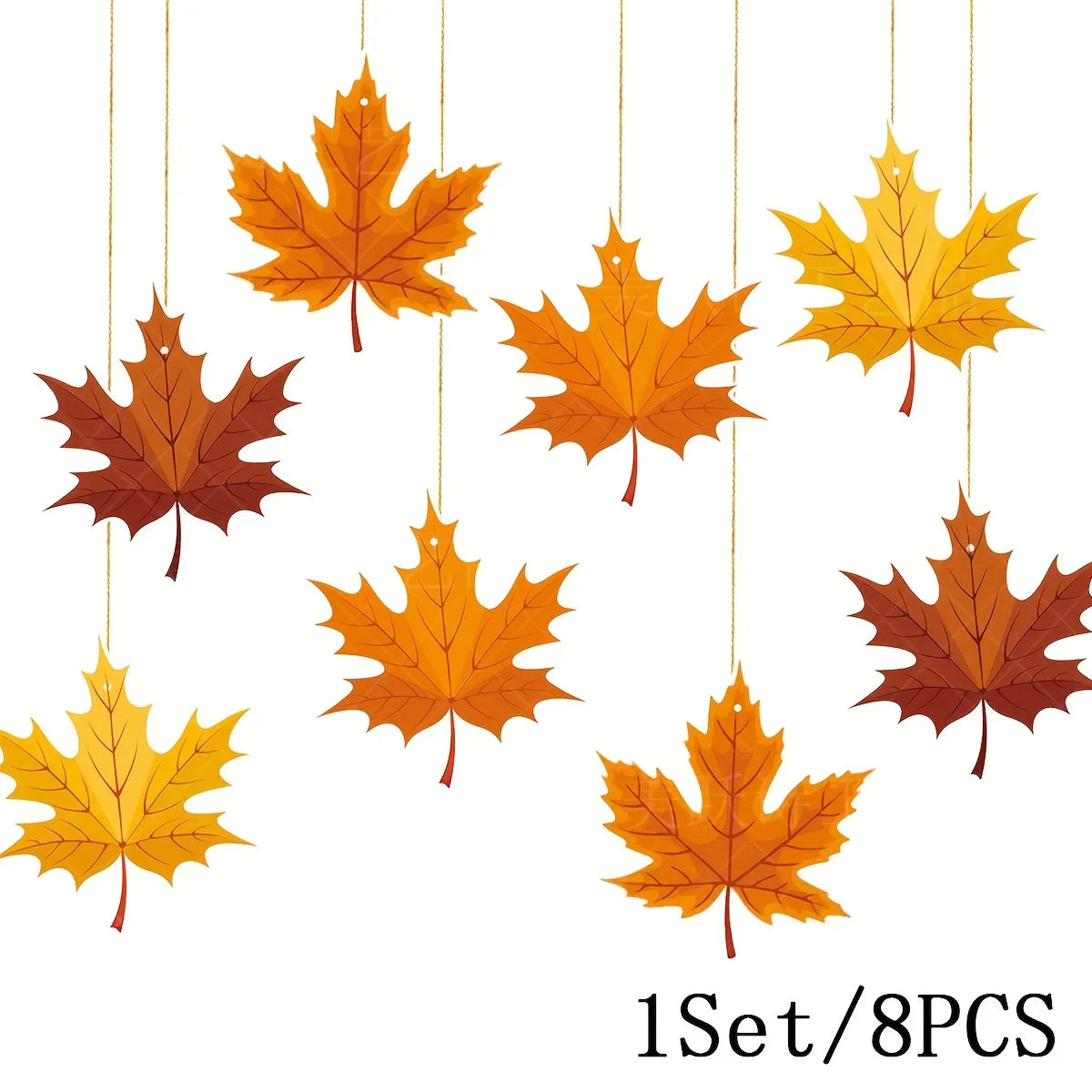 Autumn Maple Leaf Garland – Rustic Paper Hanging Decorations Seasonal Garland Decor Axl 1set-8pcs