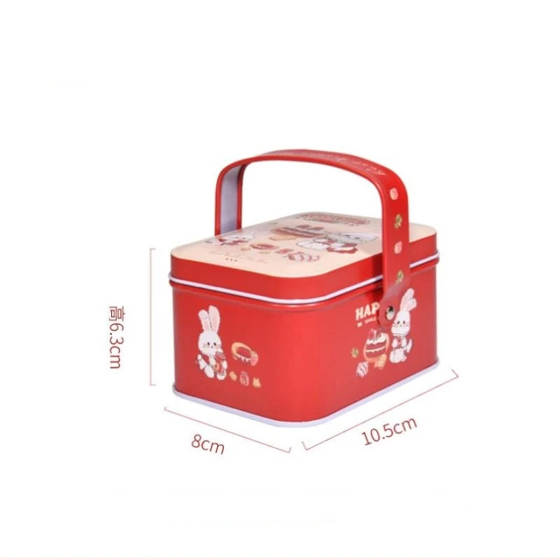 Vintage Tin Candy Box with Handle – Metal Storage Container Tin Storage Box Axl