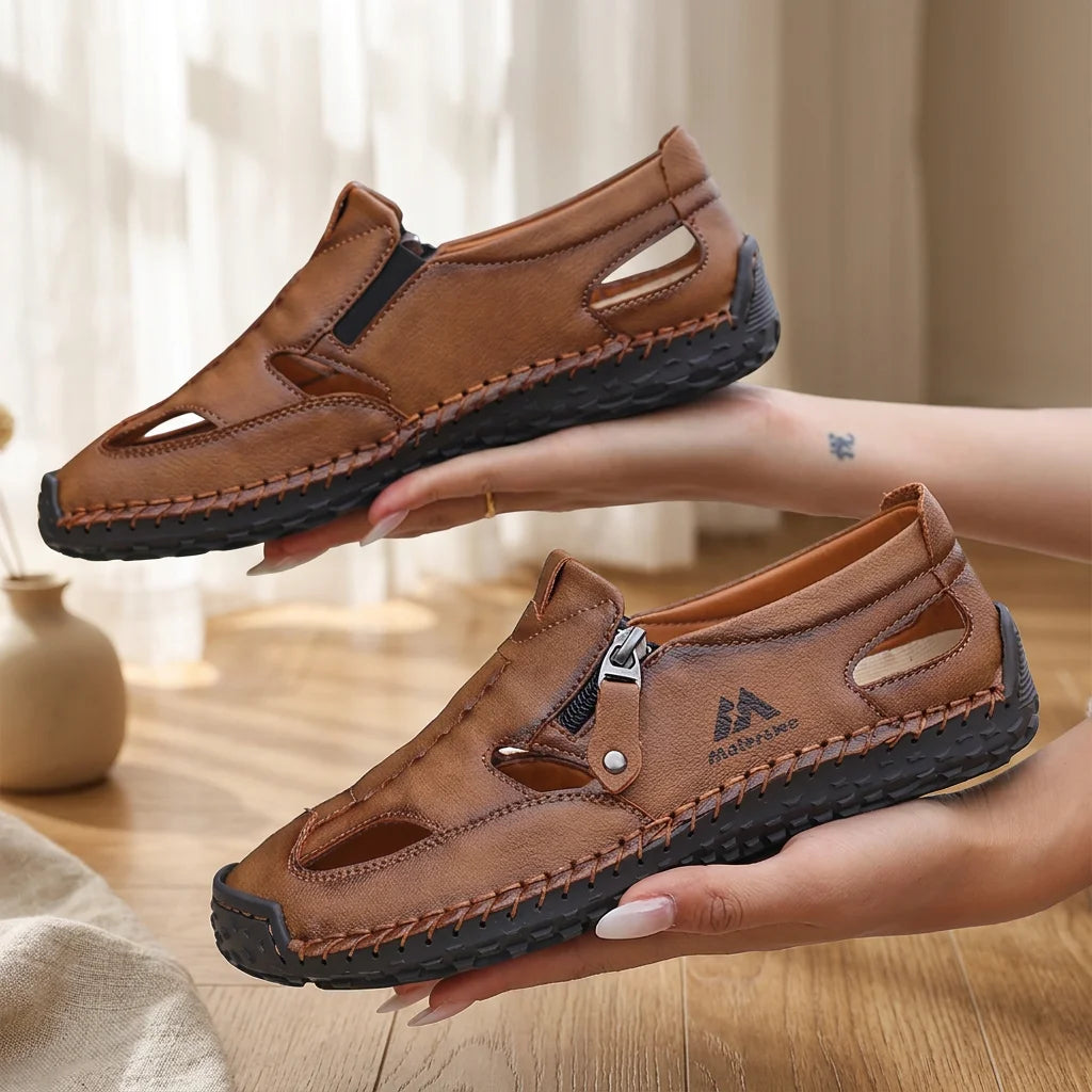 ZULIWAGN Women's Leather Roman Sandals | Thick Sole Extra Wide Leather Roman Sandals Axl 39 Brown