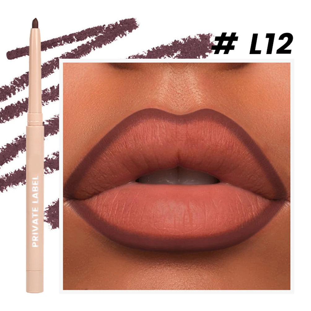 Vegan Waterproof Matte Lip Liner – Long-Lasting Nude Lip Pencil Matte Lip Liner Axl 12 1pcs NO LOGO
