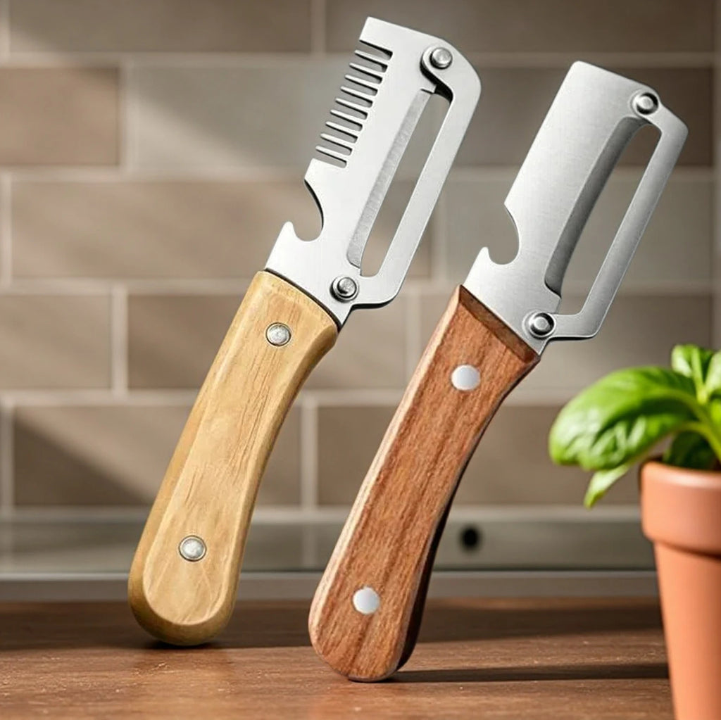 2-Piece Stainless Steel Vegetable Peeler Set – Oak Handle Vegetable Peeler Set Axl
