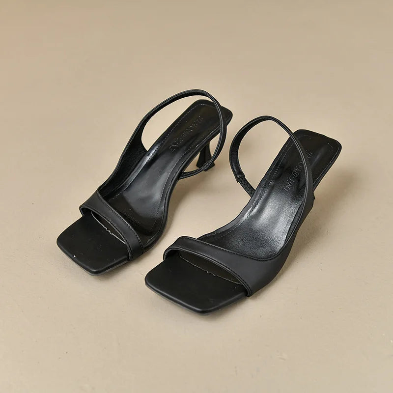 Women's Square Toe Slip-On Sandals – Open Toe Summer Heels Women's Sandals Axl