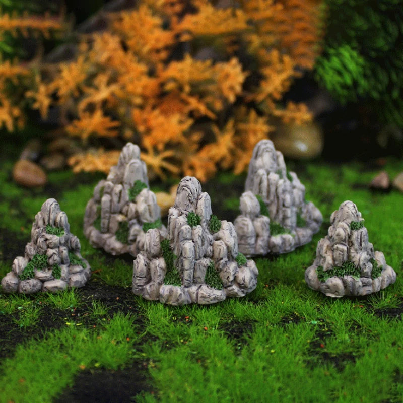 Mini Mountain Resin Rock – Aquarium, Bonsai & Fairy Garden Decor Miniature Garden Ornament Axl
