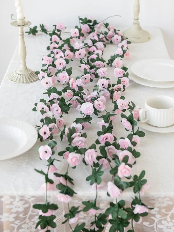 Rose Artificial Flower Vine Garland – Silk Wedding & Home Decor Artificial Flower Garland Axl Deep Pink 1 pc