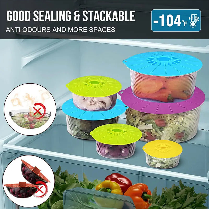 5-Pack Silicone Stretch Lids – Reusable Food Covers 5 Sizes Silicone Food Lids Axl