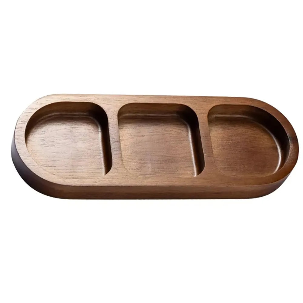 Solid Wood Serving Tray – 2/3/4 Grid Retro Seasoning Dish Wooden Serving Tray Axl 3 Grids