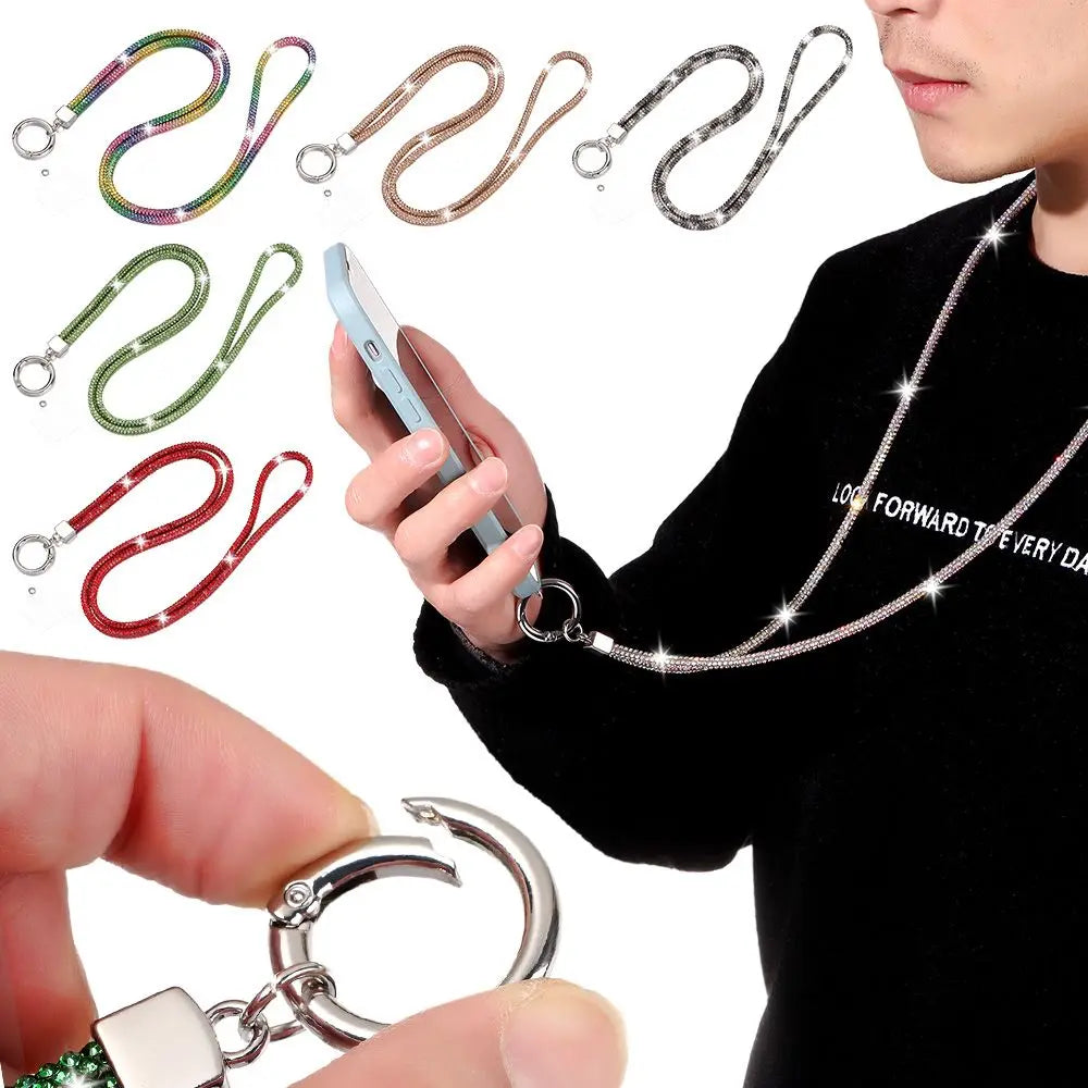 Glitter Rhinestone Phone Lanyard – Crystal Diamond Chain Strap Phone Lanyard Strap Axl