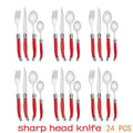 Rainbow Laguiole Cutlery Set 4–24 Pcs | Stainless Steel Flatware Flatware Set Axl 24pcs red