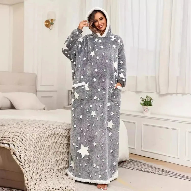 Women's Hooded Blanket Pullover – Warm Thickened Winter Homewear Hooded Blanket Pullover Axl