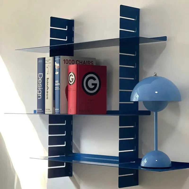 Nordic 3-Tier Floating Wall Shelf – Metal Display Storage Rack Floating Wall Shelf Axl Blue