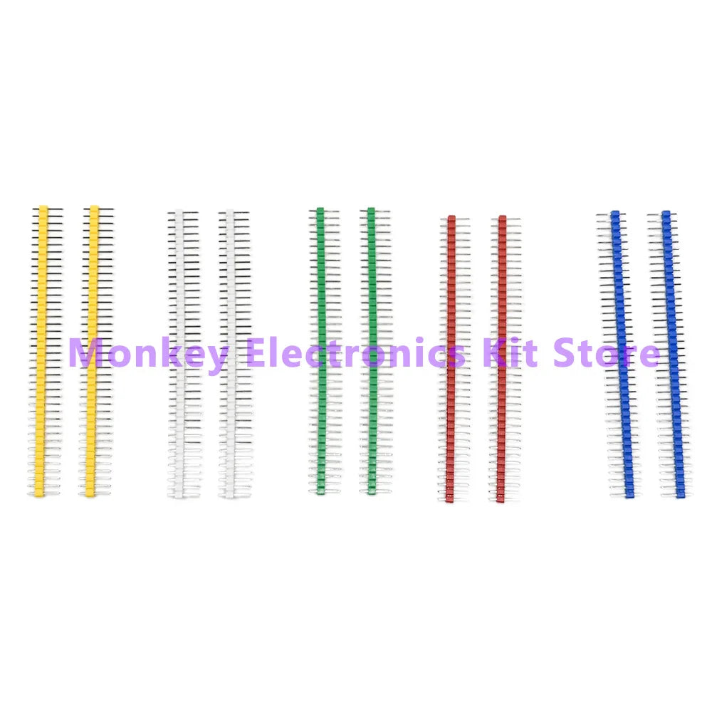 10pcs 40-Pin 2.54mm Breakable Pin Header PCB Connector Arduino PCB Pin Header Axl Male Color 2pcs each