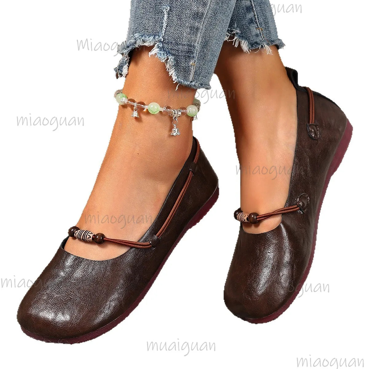Women's Retro Mary Jane Flats – Slip-On String Bead Loafers Mary Jane Flats Axl