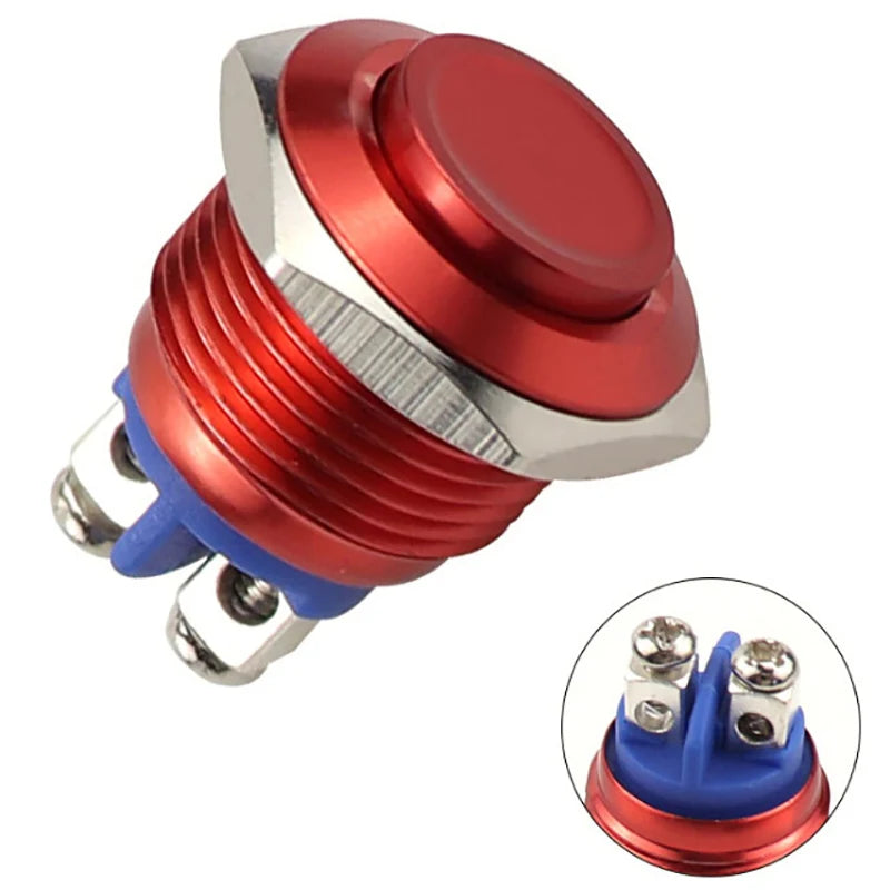 16mm Momentary Push Button Switch – IP65 Waterproof Panel Mount Push Button Switch Axl Red