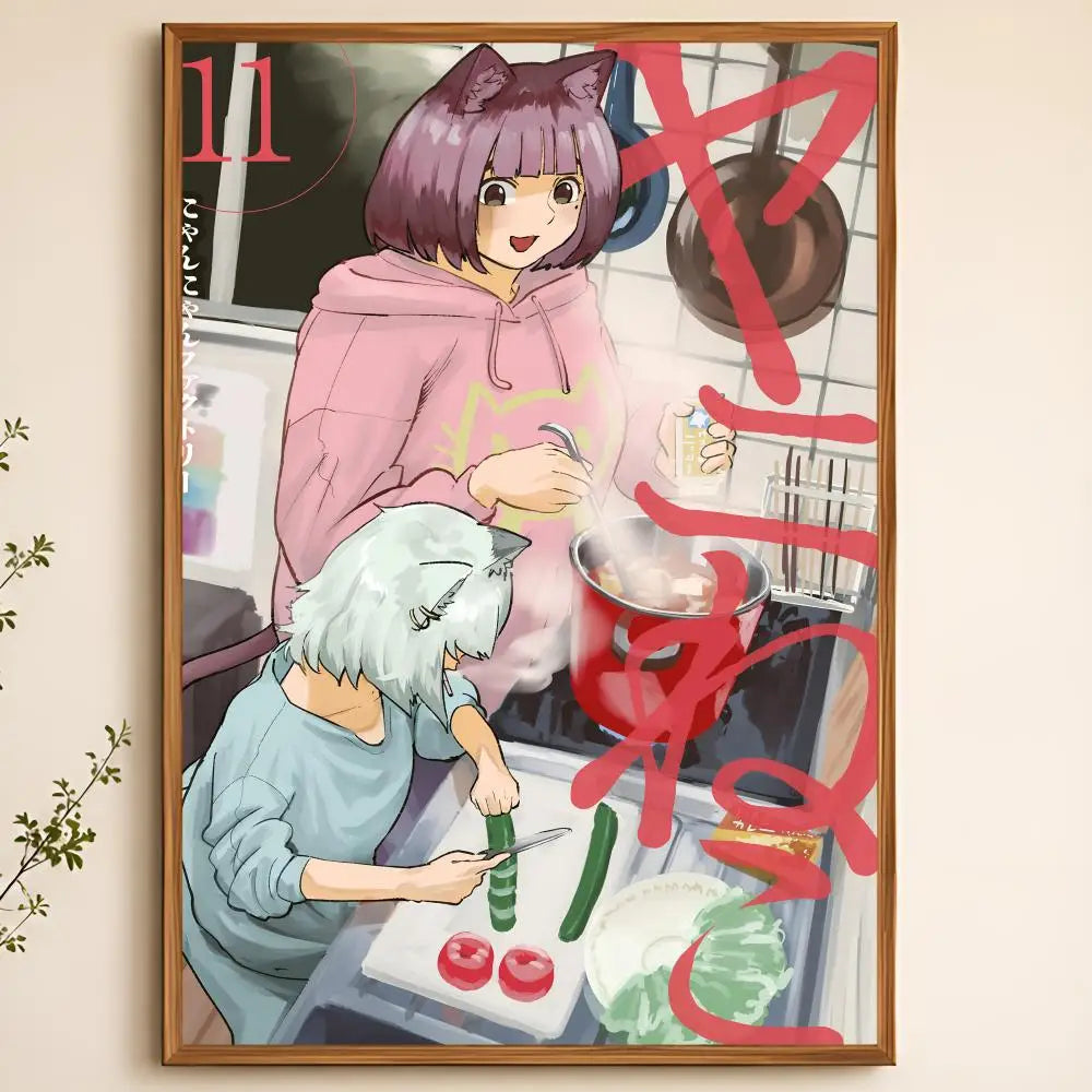 Yani Neko Peel-and-Stick PVC Wall Poster – HD Anime Art Wall Art Poster Axl White06 60X90cmNoframe