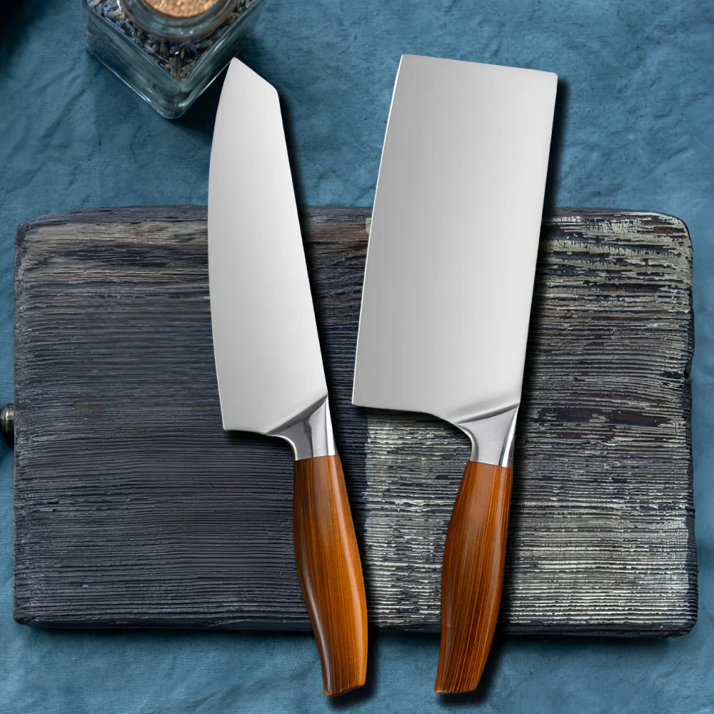 Japanese Kitchen Knife Set – Chef, Cleaver & Slicer + Sheath Kitchen Knife Set Axl