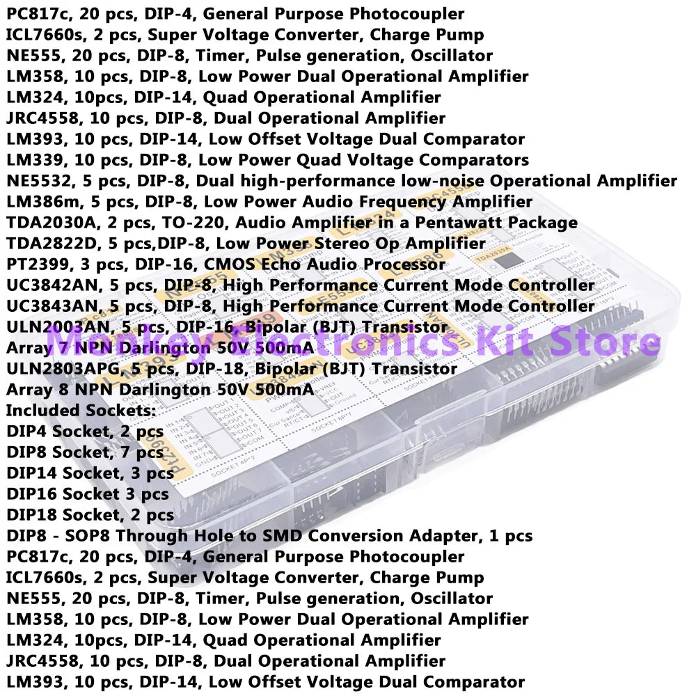 150 Pcs DIP IC Chip Assortment – LM358 NE555 LM393 & More IC Chip Assortment Axl