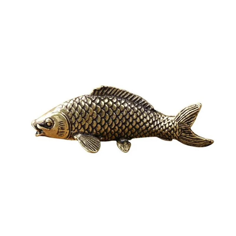 Solid Brass Carp Fish Statue – Feng Shui Desktop Ornament Brass Figurine Axl