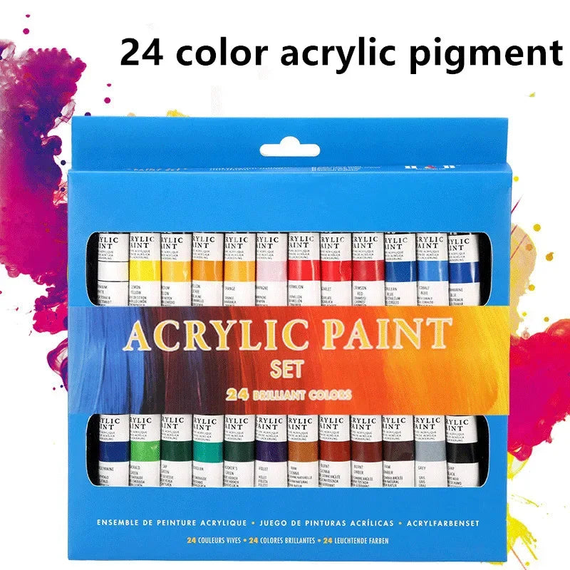 24-Color Acrylic Paint Set | 12ml Tubes for Canvas, Glass & Paper Acrylic Paint Set Axl
