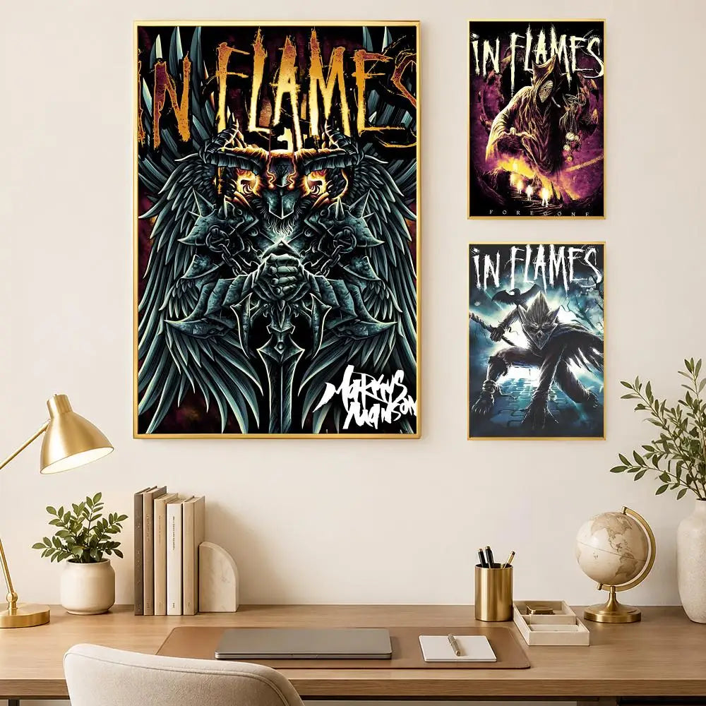 In Flames Band Poster – Self-Stick HD Waterproof Wall Art Music Wall Poster Axl