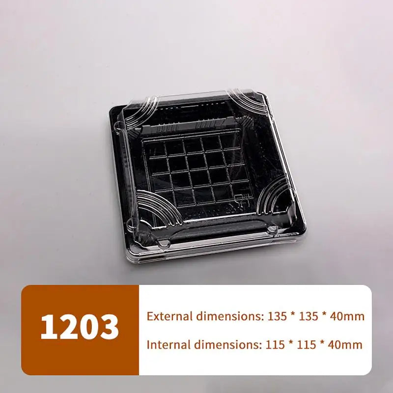 10-Pack Disposable Sushi Boxes with Lids – Square PET Containers Disposable Food Containers Axl 1203 Black