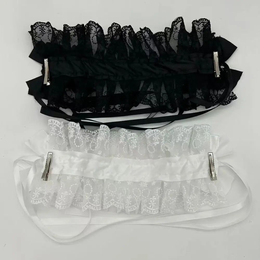 Gothic Lolita Wings Lace Headband – Ruffled Rivet Hairband Lace Hair Headband Axl