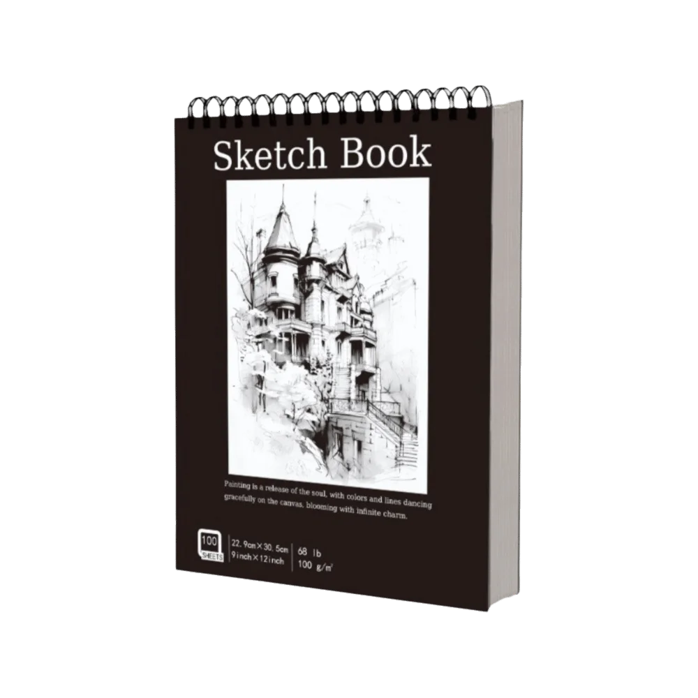 100-Sheet A4 Coil Sketchbook – 100gsm Thick Perforated Drawing Pad Spiral Sketchbook Axl Style-B