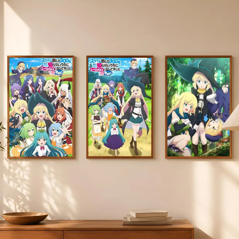 Killing Slimes 300 Years Anime HD PVC Self-Stick Wall Poster Anime Wall Poster Axl