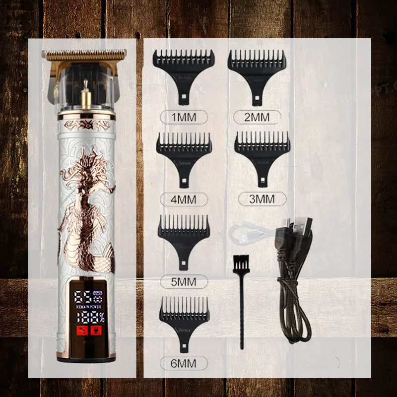 Oumonoka T9 Men's Hair Clipper & Beard Trimmer | IPX4 USB Hair Clipper Trimmer Axl Medusa White