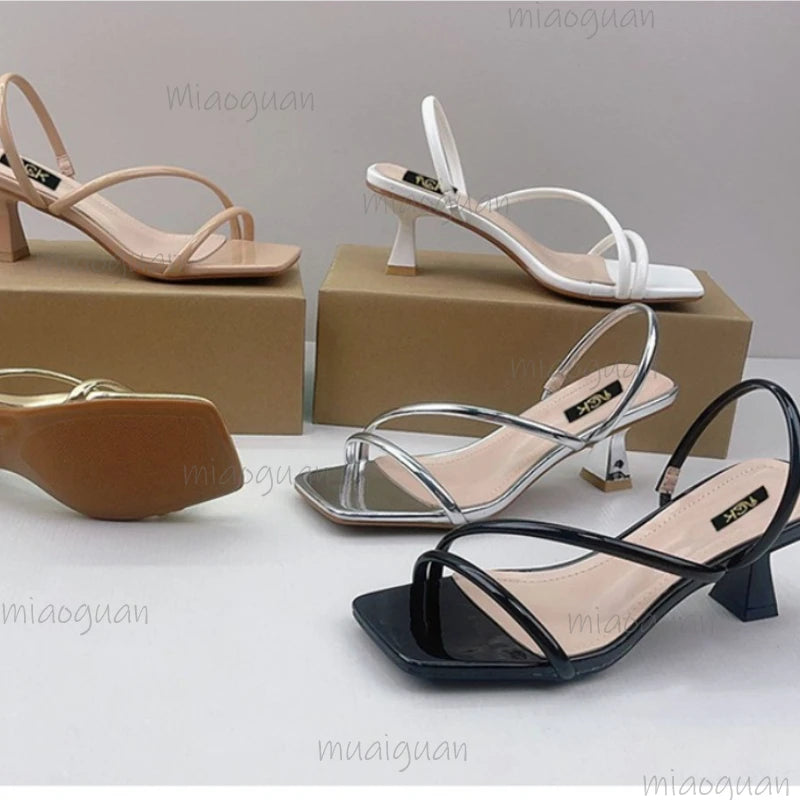 Women's Square Toe Low Heel Sandals – 5CM Party Pumps Low Heel Sandals Axl