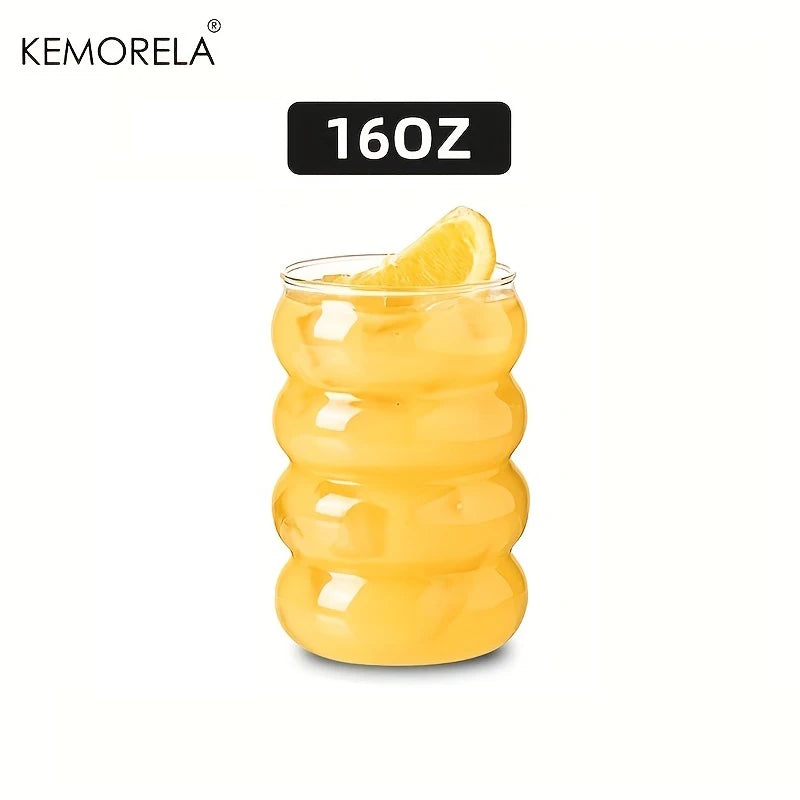 KEMORELA 4-Piece Drinking Glass Set with Straws – 350ml & 470ml Drinking Glass Set Axl 1PCS 401-500ml