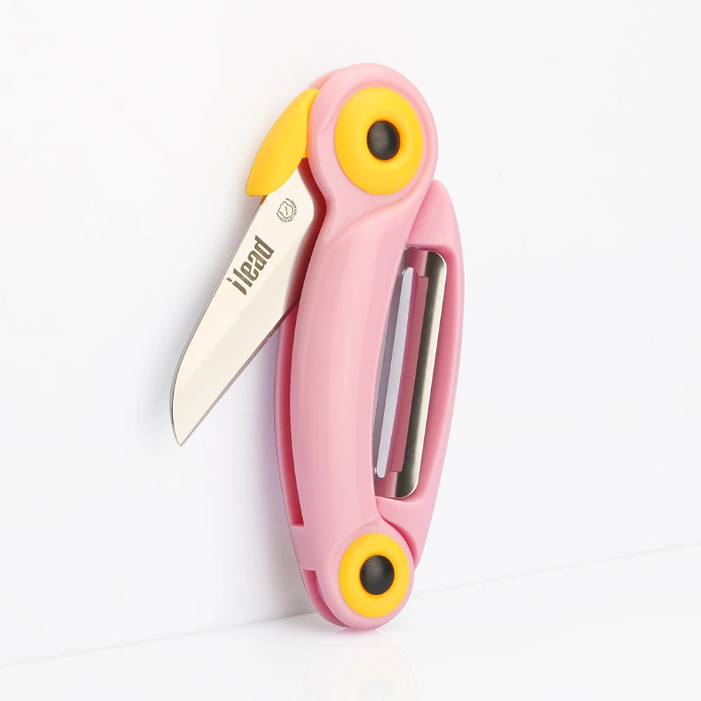 XUAN FENG 2-in-1 Folding Fruit Knife & Peeler | Camping Folding Fruit Knife Axl pink