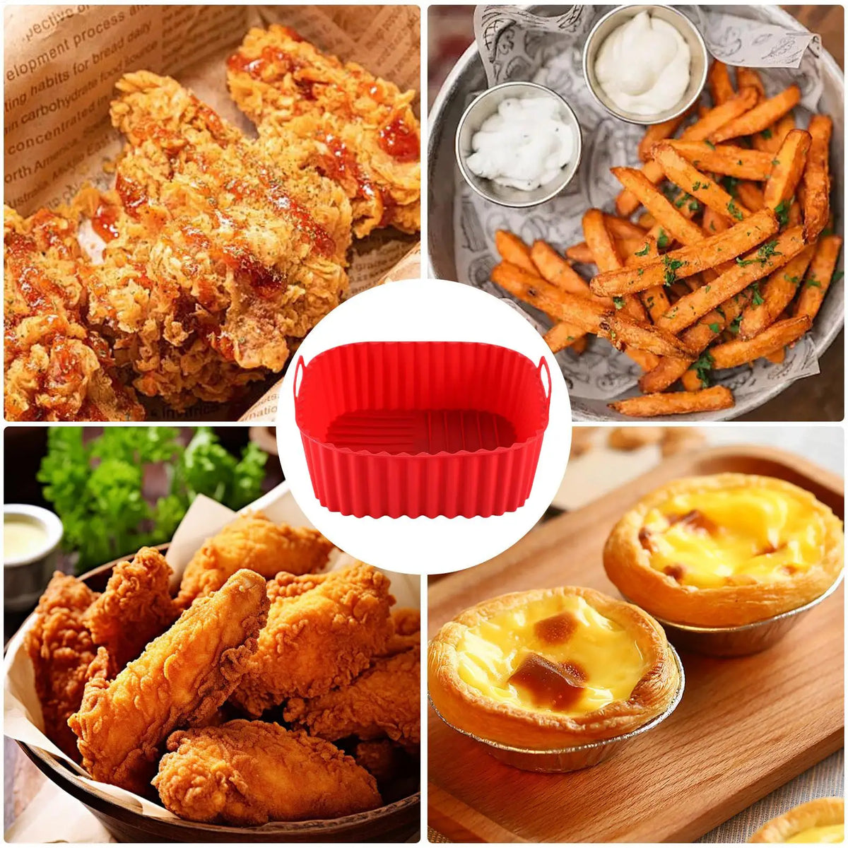 Non-Stick Silicone Air Fryer Liner – Square Baking Tray 8.27" Silicone Baking Liner Axl